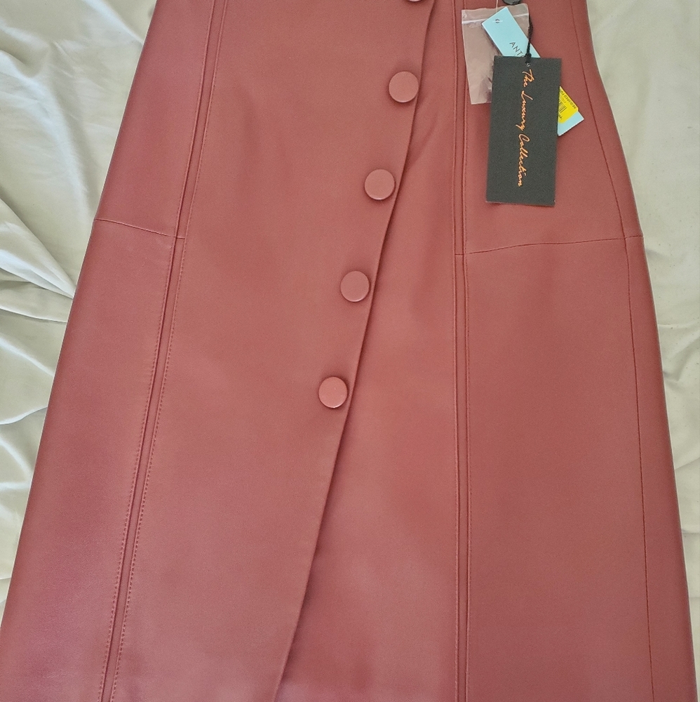 Antonio Melani Dark Red Leather Skirt